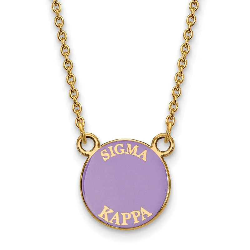 rose gold ten-layer necklace-14K Plated Silver Sigma Kappa Small Enamel Disc Necklace