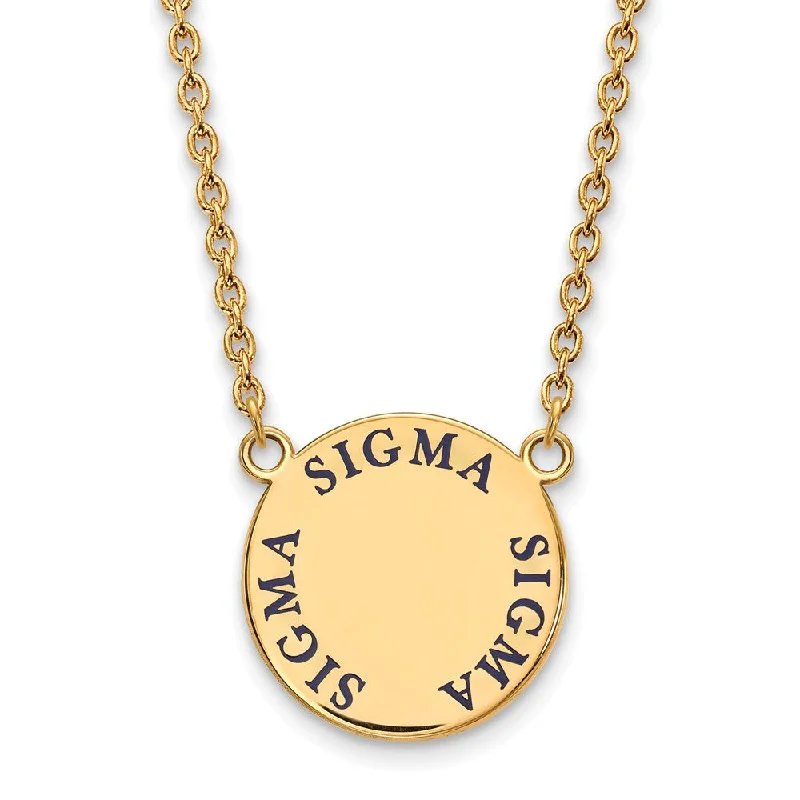 14K Plated Silver Sigma Sigma Sigma Large Blue Enamel Necklace