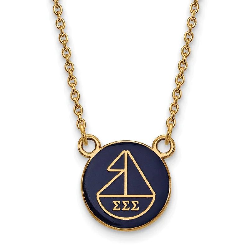 heavy statement necklace-14K Plated Silver Sigma Sigma Sigma Small Enamel Logo Necklace