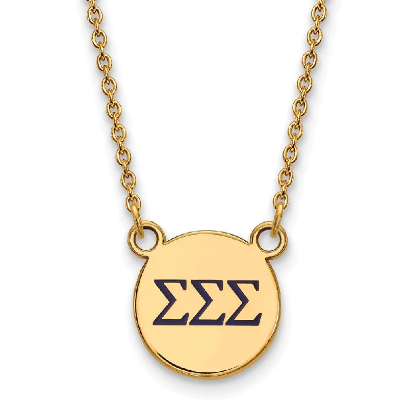 pewter promise necklace-14K Plated Silver Sigma Sigma Sigma Sm Navy Enamel Greek Necklace