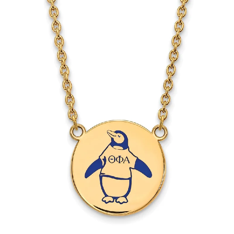 14K Plated Silver Theta Phi Alpha Large Enamel Necklace