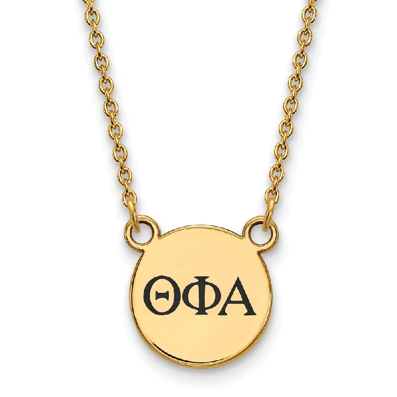 uncut silver necklace-14K Plated Silver Theta Phi Alpha Small Enamel Greek Letters Necklace