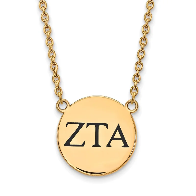 rose gold knotted necklace-14K Plated Silver Zeta Tau Alpha Large Enamel Greek Letters Necklace