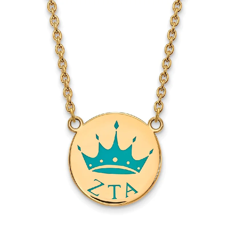 custom cosmos necklace-14K Plated Silver Zeta Tau Alpha Small Enamel Necklace