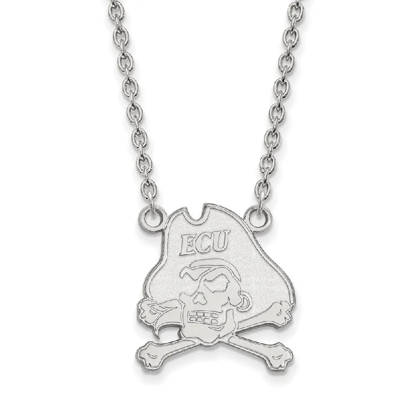 stamped layered necklace-14k White Gold East Carolina U Large Pirate Pendant Necklace