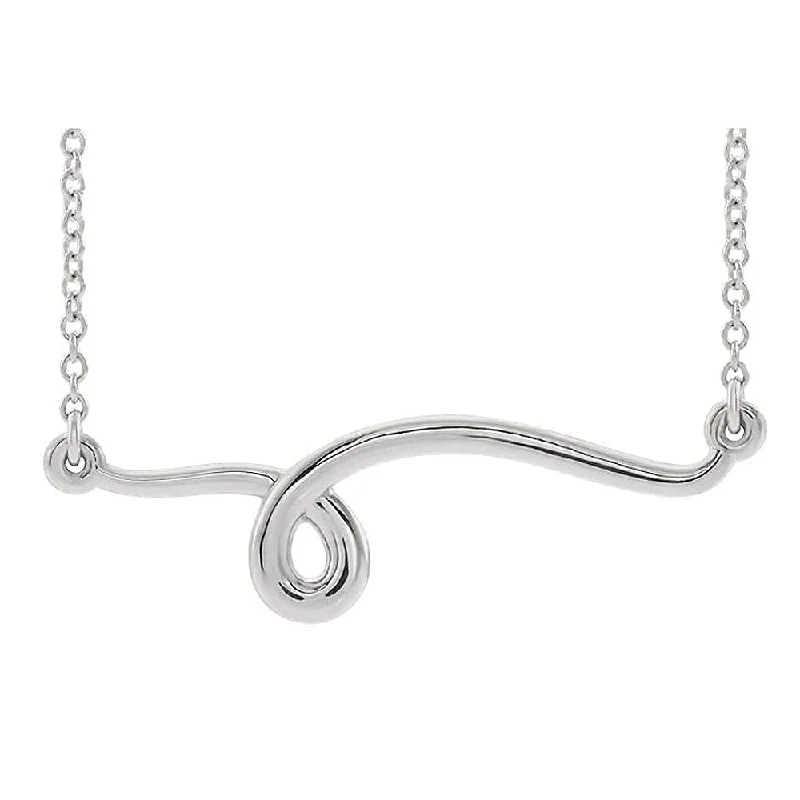 stamped love necklace-14k White Gold Freeform Loop Bar Necklace, 16 or 18 Inch