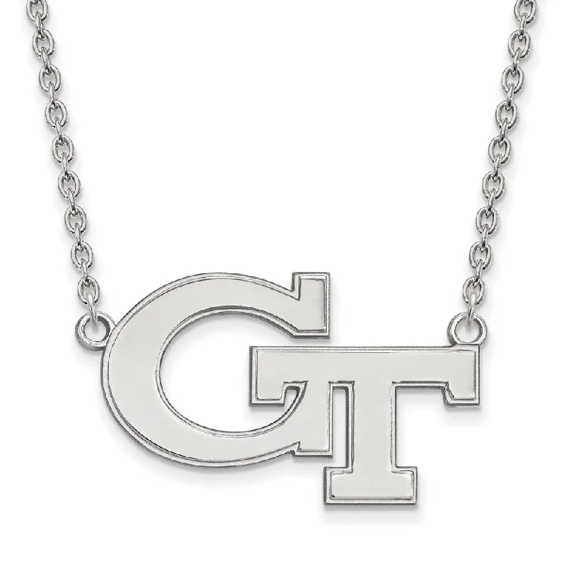 vibrant gold necklace-14k White Gold Georgia Technology Large 'GT' Pendant Necklace