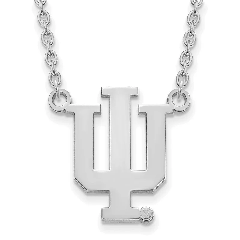 pewter chain necklace-14k White Gold Indiana U Large 'IU' Pendant Necklace