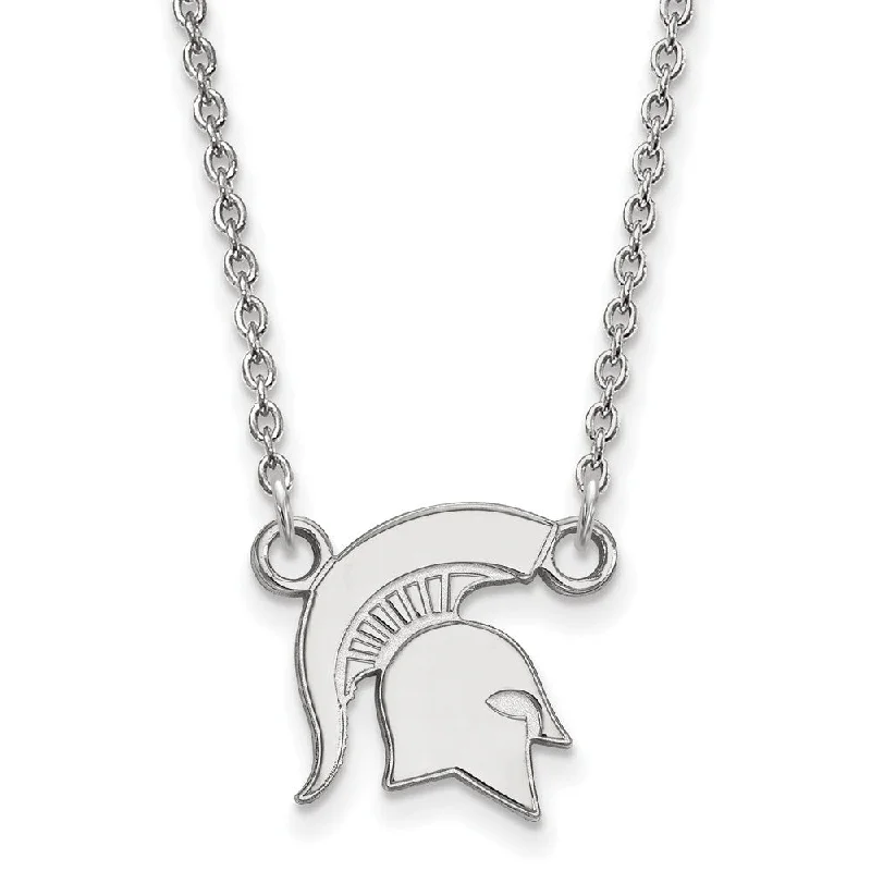 14k White Gold Michigan State Small Pendant Necklace