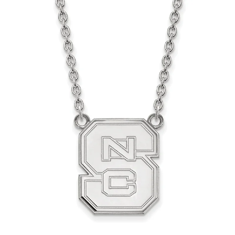 elegant pendant necklace-14k White Gold North Carolina Large 'NCS' Pendant Necklace