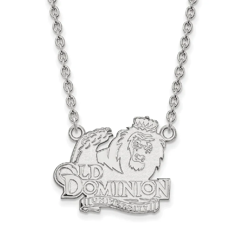 14k White Gold Old Dominion U Large Pendant Necklace