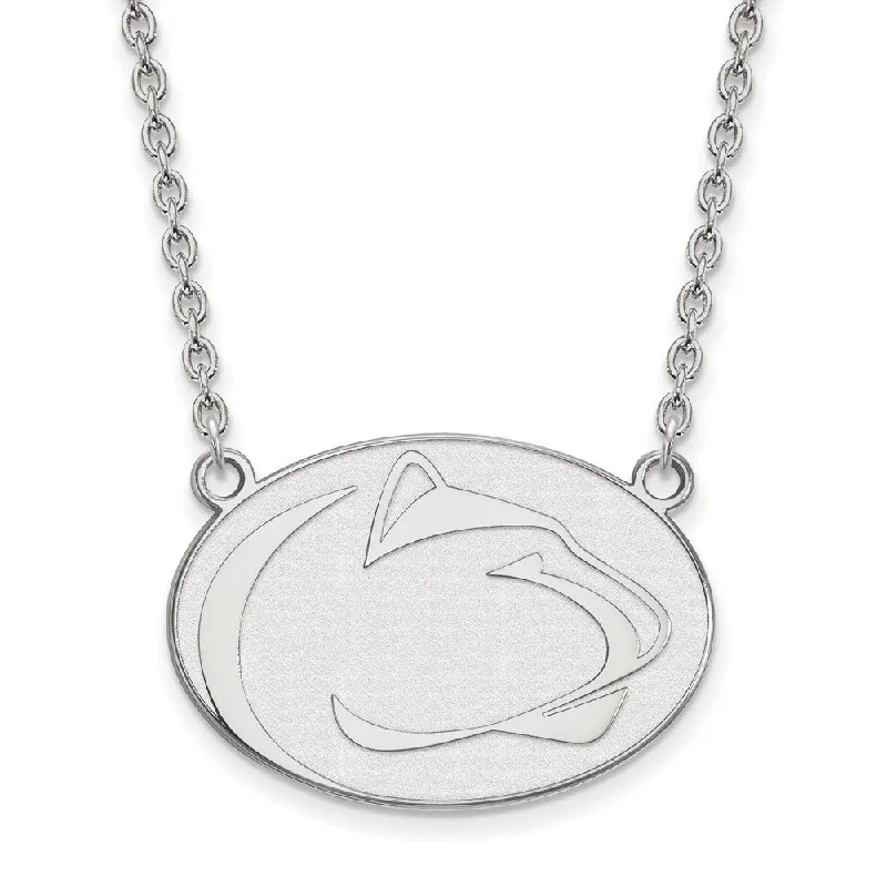 chiseled silver chain necklace-14k White Gold Penn State Large Pendant Necklace