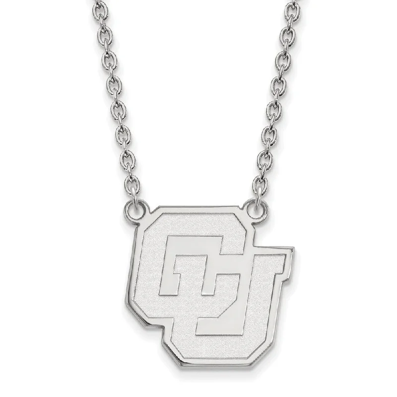 retro pearl chain necklace-14k White Gold U of Colorado Large Pendant Necklace