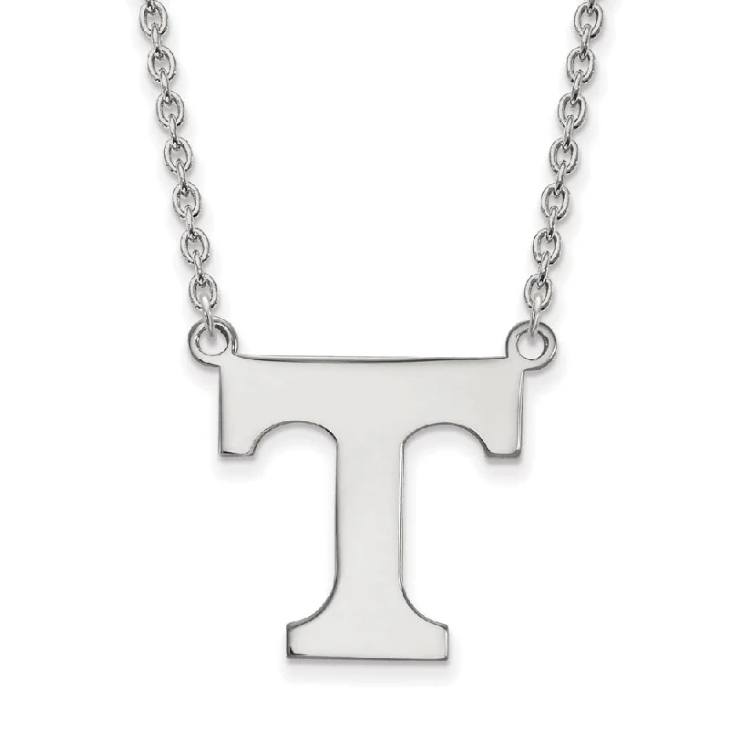 gold braid necklace-14k White Gold U of Tennessee Large Initial T Pendant Necklace