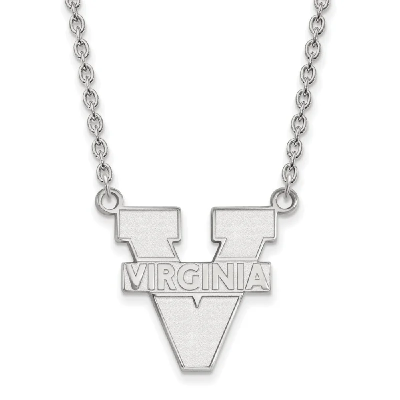 frond charm necklace-14k White Gold U of Virginia Large 'V' Logo Pendant Necklace