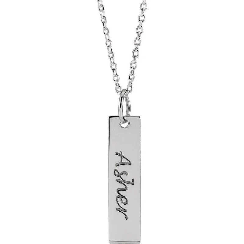 14k White Gold Vertical Bar Necklace