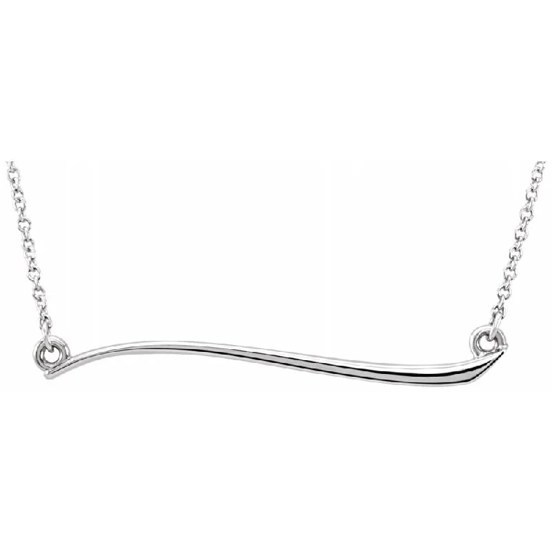 14k White or Yellow Gold 36mm Freeform Bar Necklace, 17.5 Inch