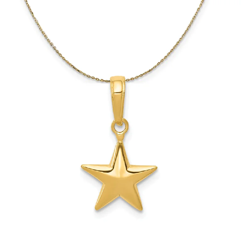 14k Yellow Gold 10mm Polished 3D Star Necklace