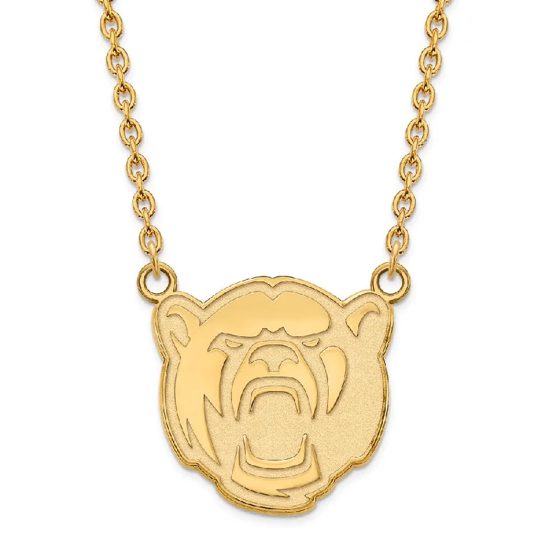 14k Yellow Gold Baylor U Lg Bear Pendant Necklace