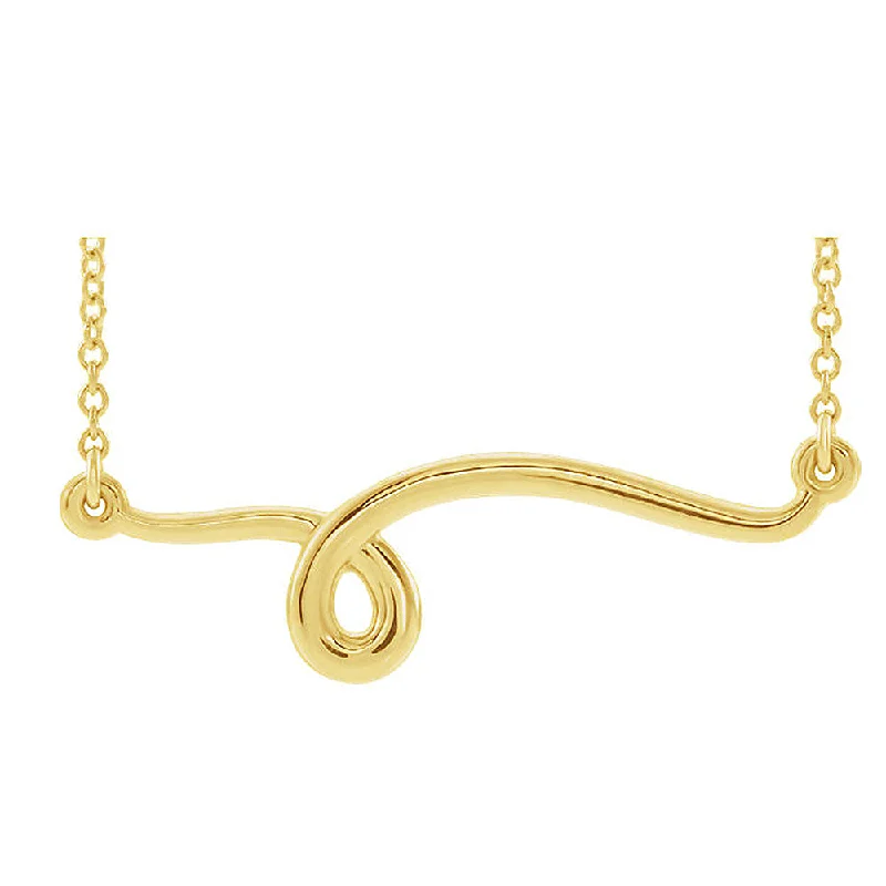 14k Yellow Gold Freeform Loop Bar Necklace, 16 or 18 Inch