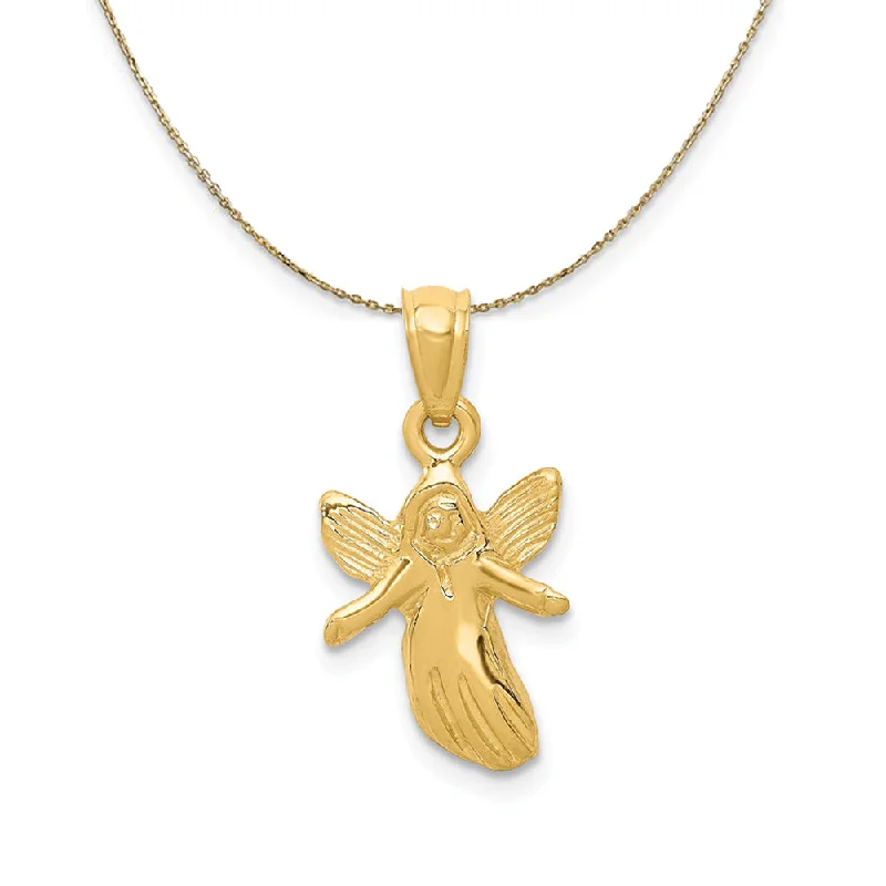 bendable friendship necklace-14k Yellow Gold Polished 2D Angel Necklace