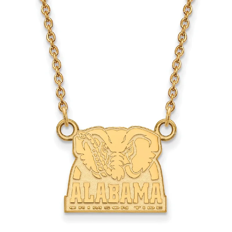 14k Yellow Gold U of Alabama Small Crimson Tide Necklace