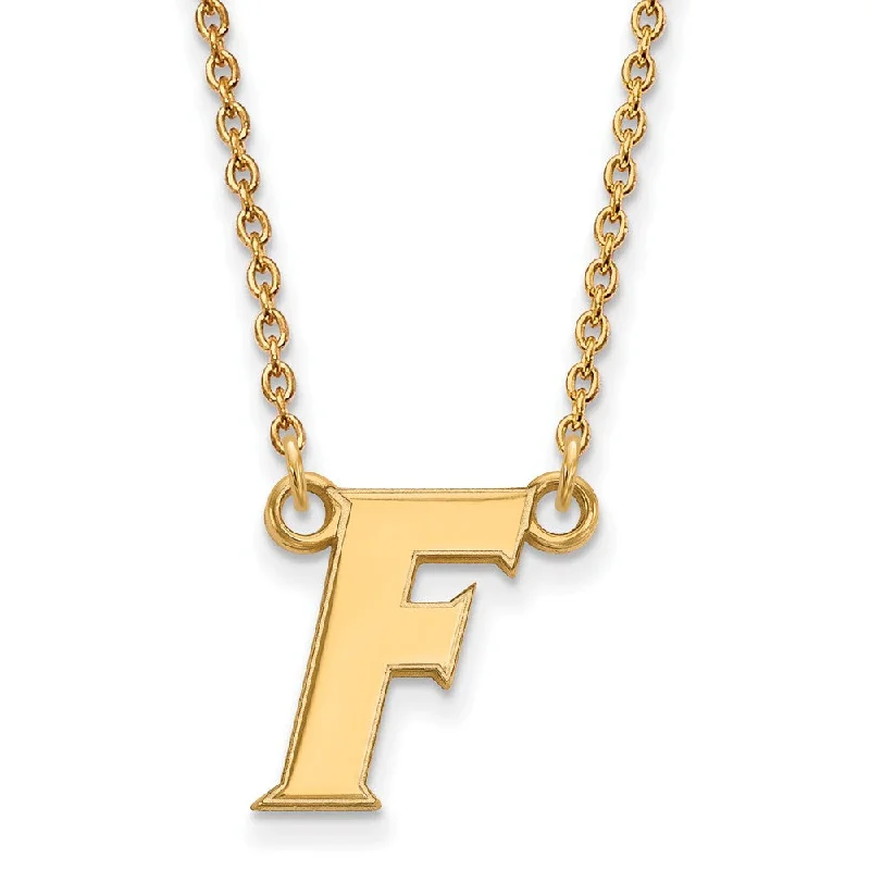 ten-gem layered necklace-14k Yellow Gold U of Florida Small Initial F Pendant Necklace