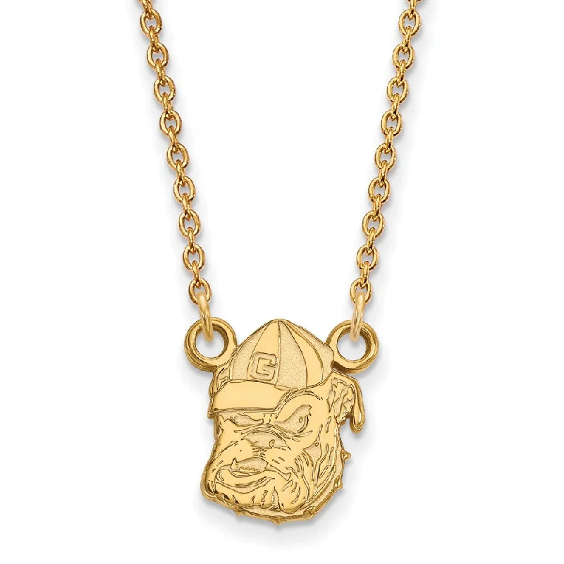 14k Yellow Gold U of Georgia Small Bulldog Pendant Necklace