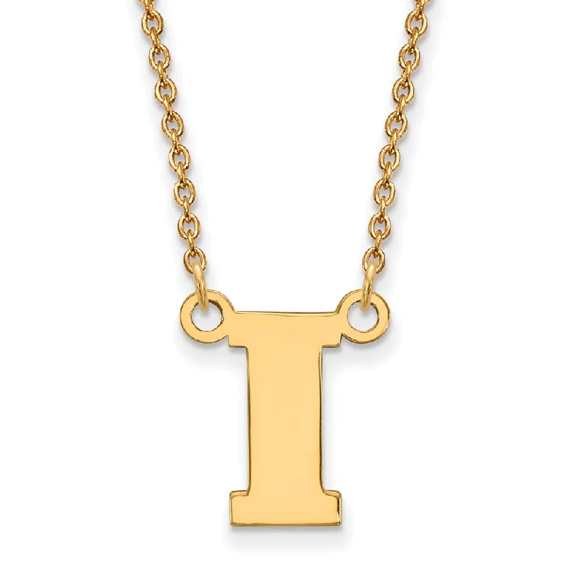 chiseled silver chain necklace-14k Yellow Gold U of Iowa Small Initial I Pendant Necklace