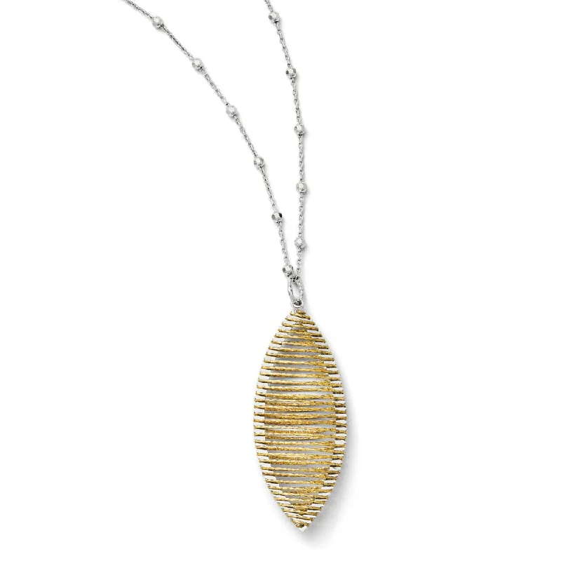 24k Gold Plated Wire Wrapped Marquise Adj. Necklace in Sterling Silver