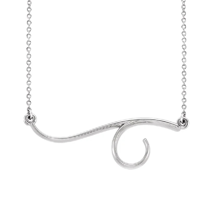 pearl knotted necklace-Freeform Bar Necklace in 14k White Gold, 16 Inch