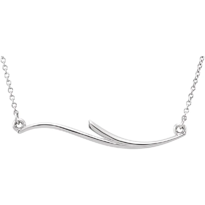 heavy statement necklace-Freeform Bar Necklace in 14k White Gold, 17.5 Inch