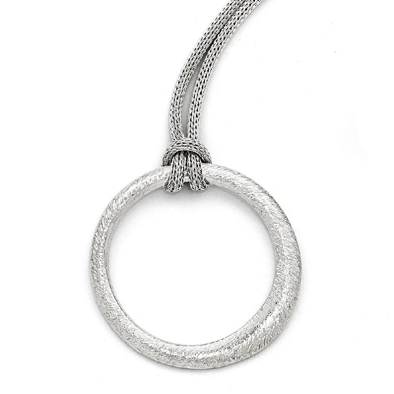 tarnished gold necklace-Knotted Asymmetrical Circle Necklace in Sterling Silver, 18 Inch