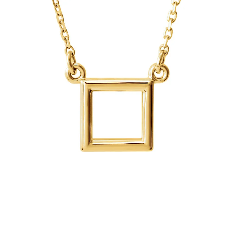 retro pearl pendant necklace-Polished 10mm Square Necklace in 14k Yellow Gold, 16-18 Inch