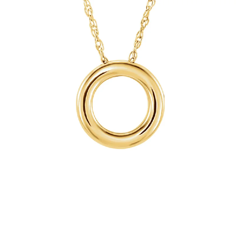 Polished 13mm Circle Necklace in 14k Yellow Gold, 18 Inch