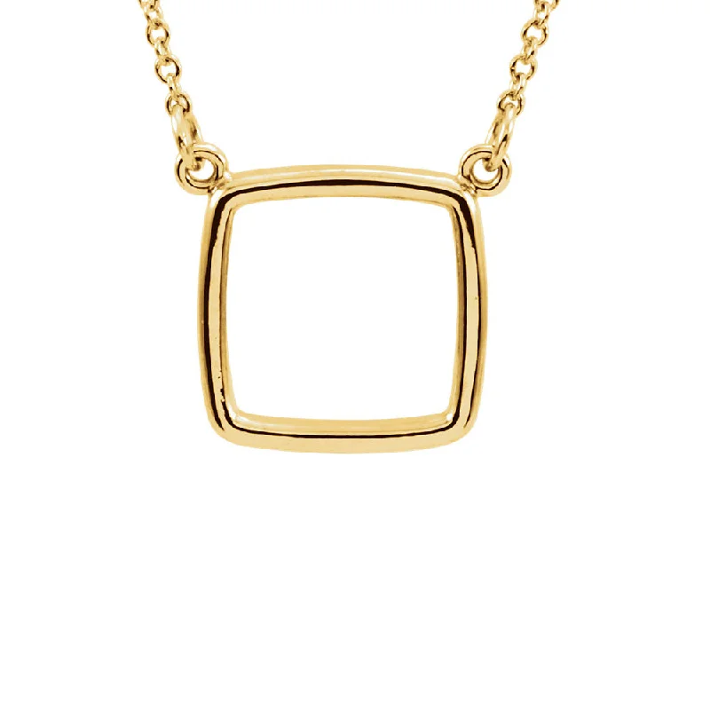 ruby chain necklace-Polished 13mm Cushion Square Necklace in 14k Yellow Gold, 16 Inch