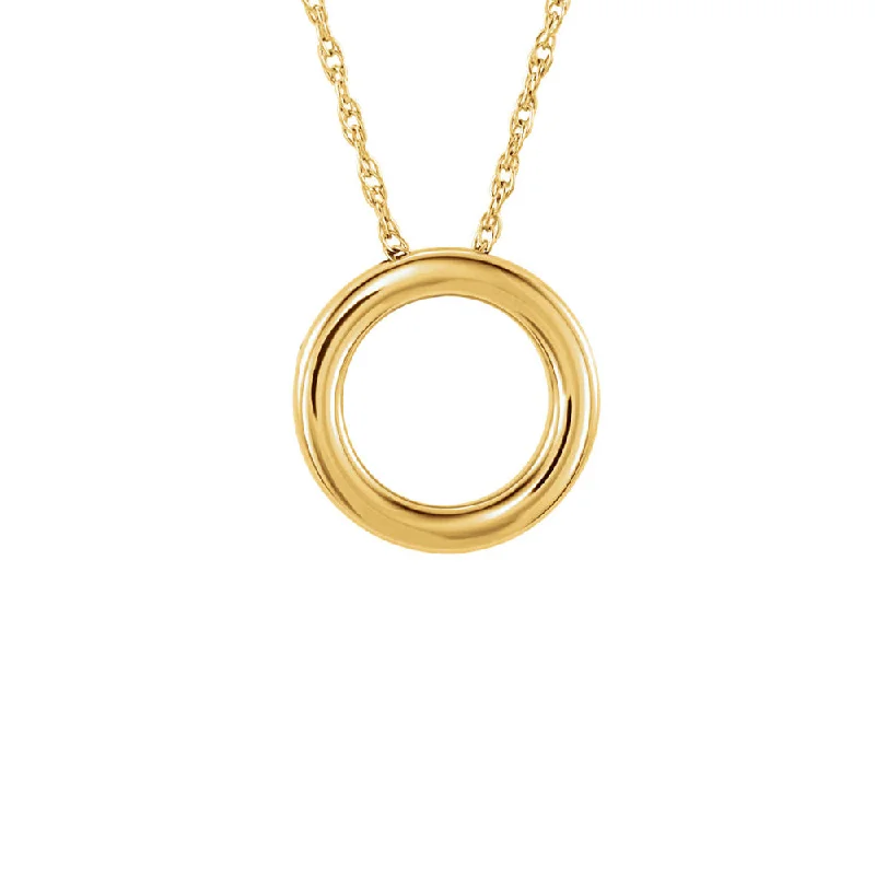 Polished 15mm Circle Necklace in 14k Yellow Gold, 18 Inch