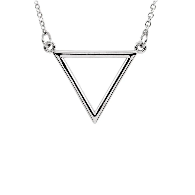 chiseled silver chain necklace-Polished 15x19mm Triangle Necklace in 14k White Gold, 16 Inch