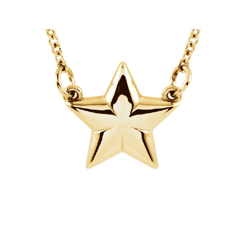 Polished Small Star Necklace in 14k Yellow Gold, 18 Inch