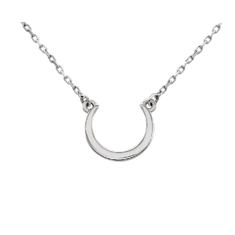 flow-shaped pendant necklace-Small Polished Crescent Necklace in 14k White Gold, 18 Inch