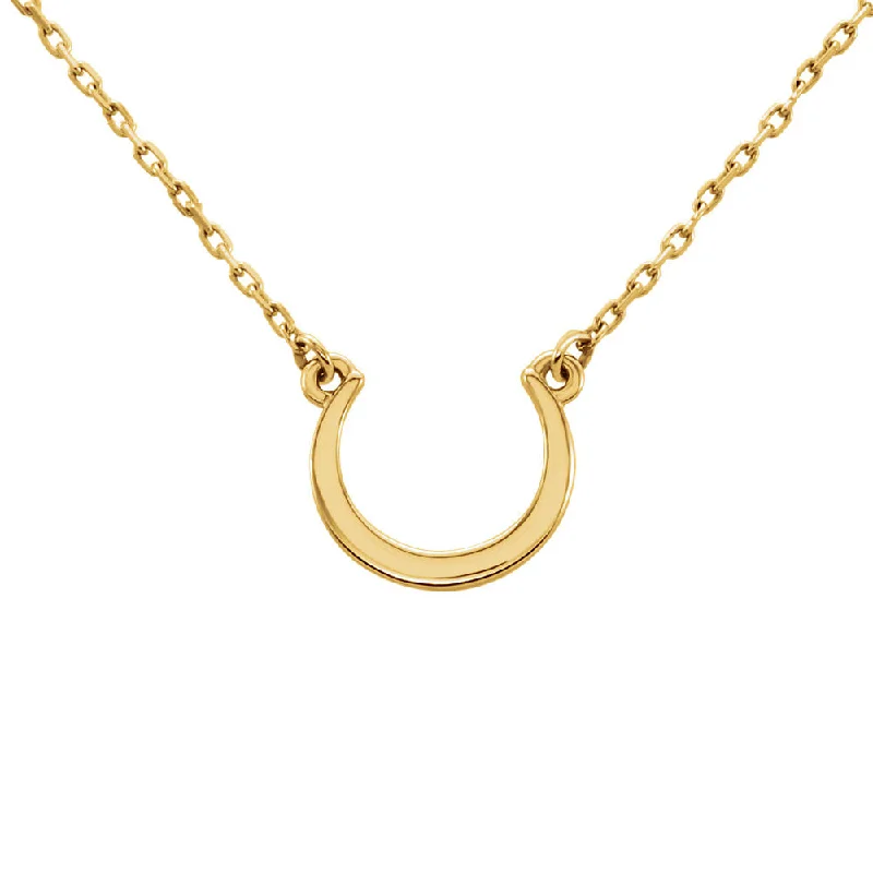 Small Polished Crescent Necklace in 14k Yellow Gold, 18 Inch