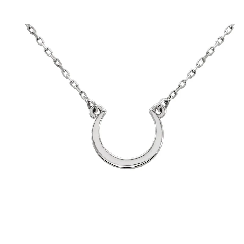 urban angular necklace-Small Polished Crescent Necklace in Sterling Silver, 18 Inch