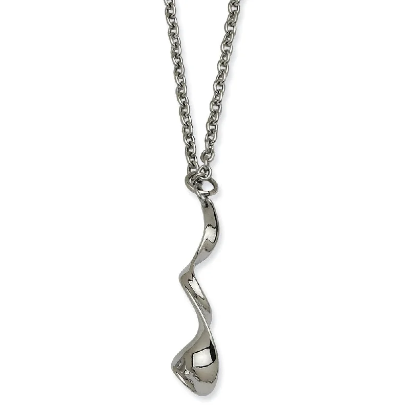 thin couple necklace-Stainless Steel Fancy Swirl Adjustable Necklace - 20 Inch