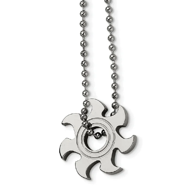 elegant modern necklace-Stainless Steel Sun Burst Blade Necklace