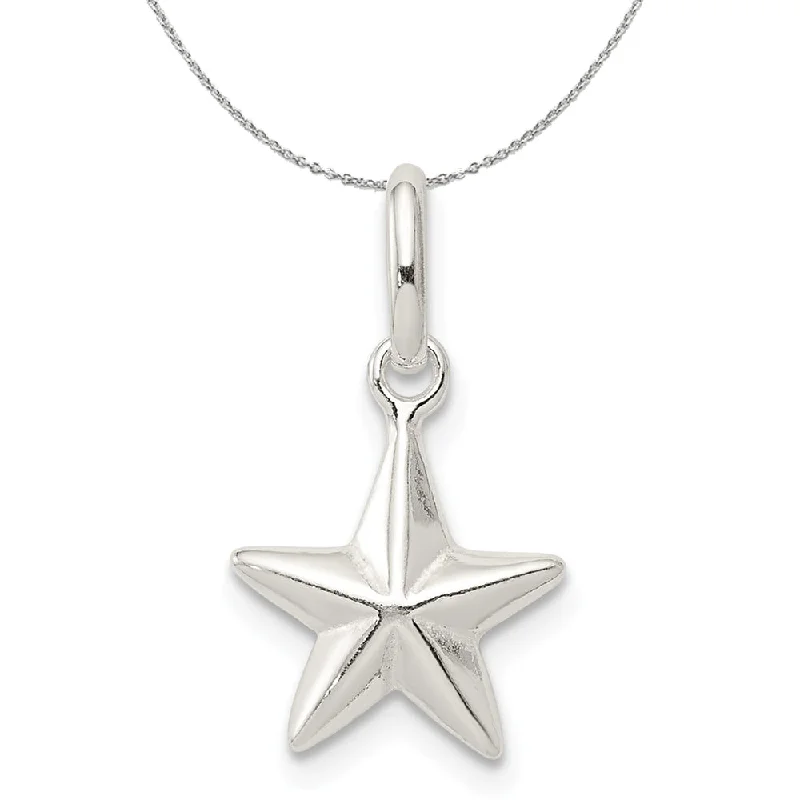 frond pendant necklace-Sterling Silver 10mm Hollow Nautical Star Charm Necklace