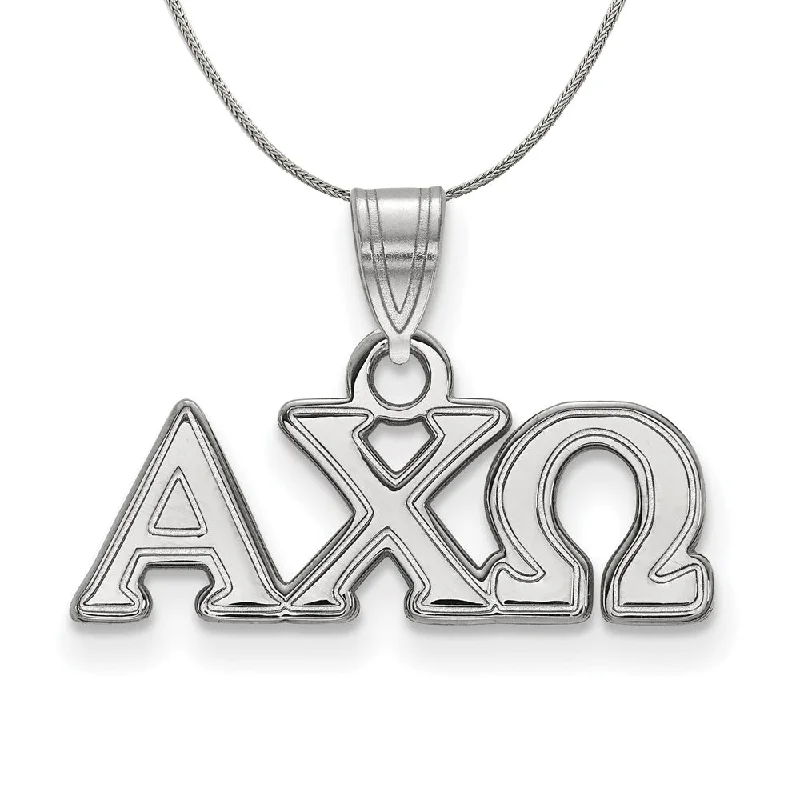 aquamarine silver necklace-Sterling Silver Alpha Chi Omega Small Greek Pendant Necklace