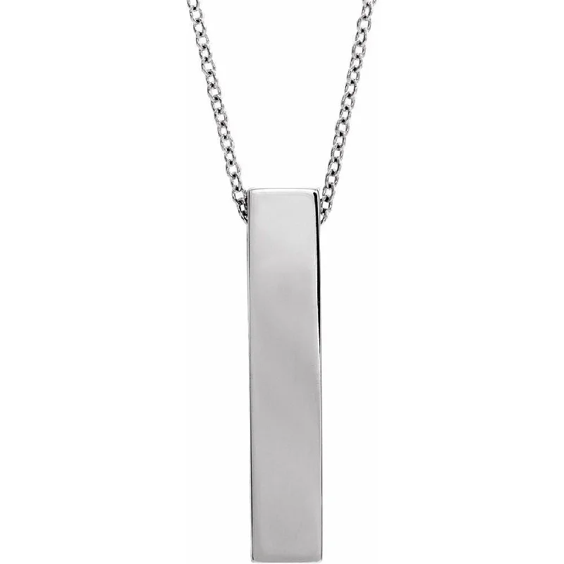 thin gold necklace-Sterling Silver Brushed Vertical Bar Slide Necklace, 16-18 Inch