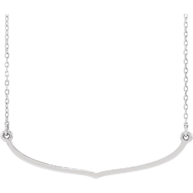 Sterling Silver Curved Freeform Bar Necklace, 16-18 Inch