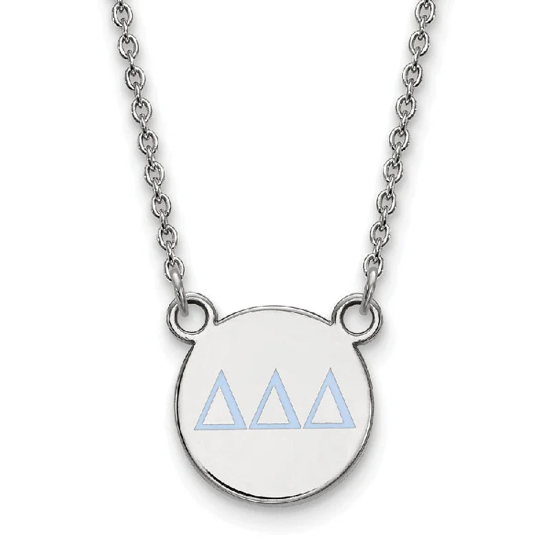 Sterling Silver Delta Delta Delta Small Blue Enamel Greek Necklace