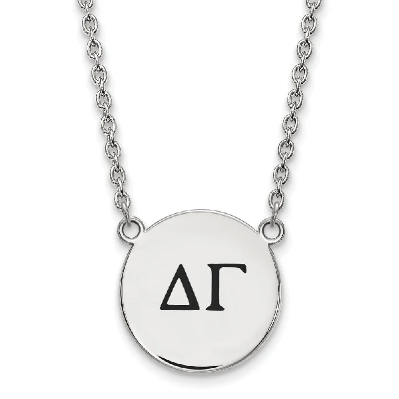 Sterling Silver Delta Gamma Large Enamel Greek Letters Necklace